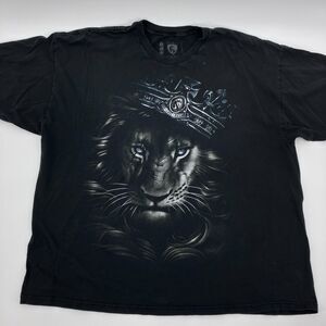 Ogabel King Lion Graphic T-Shirt, Front and Back Graphics, Sz 3XL Lion Black Tee